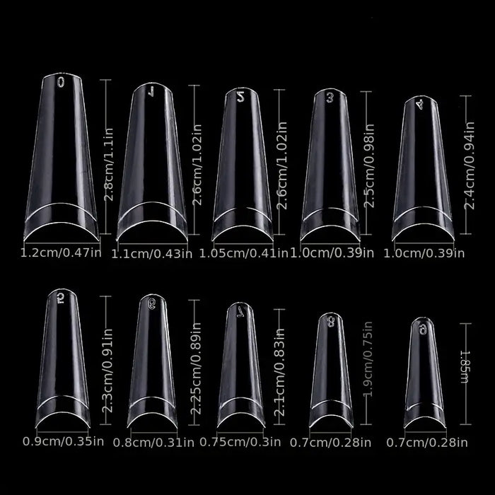 Clear Coffin Nail Tips - 600 pcs/bag