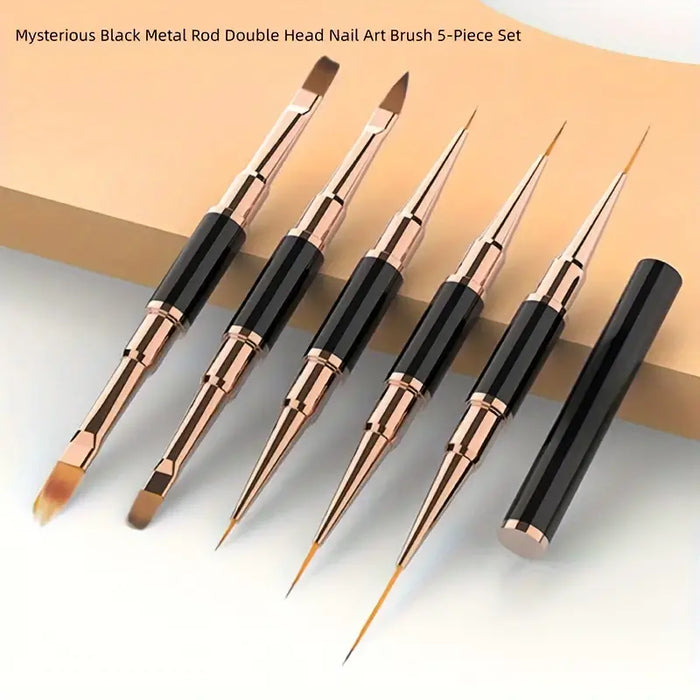 5pcs Double-Ended Art Brushes, 10 Precision Heads, Fluted Handle, Perfect for Detailing