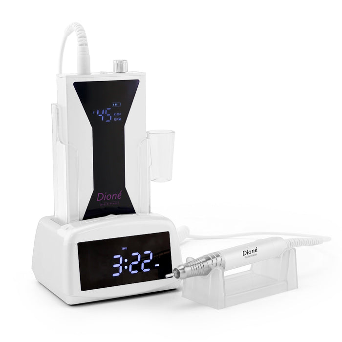 Máy dũa móng không dây Dioné PowerSpin 45K màu trắng cho thợ nail mới