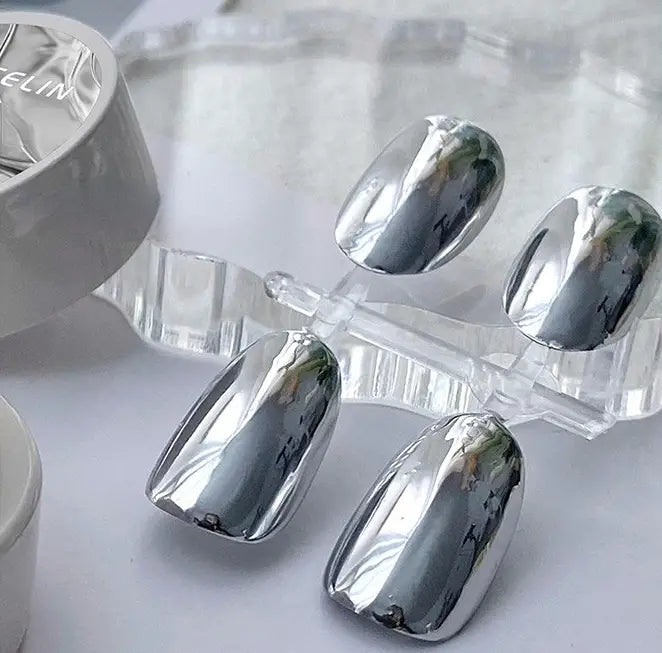 3D Glossy Metallic Gel Polish - Silver Flare Nail Art