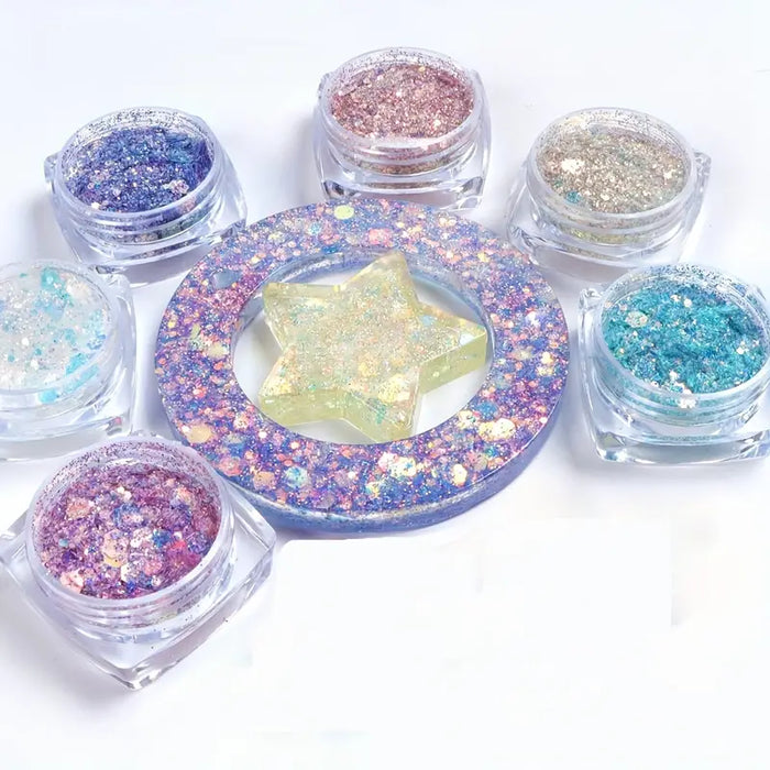 6pcs/set Iridescent Mermaid Glitter Flakes