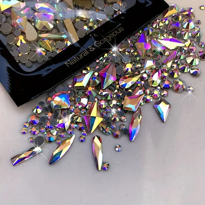 About 150pc DIY Glass Adhesive Fillers & Alien Rhinestones Set - Multicolor Nail & Jewelry Making Kit