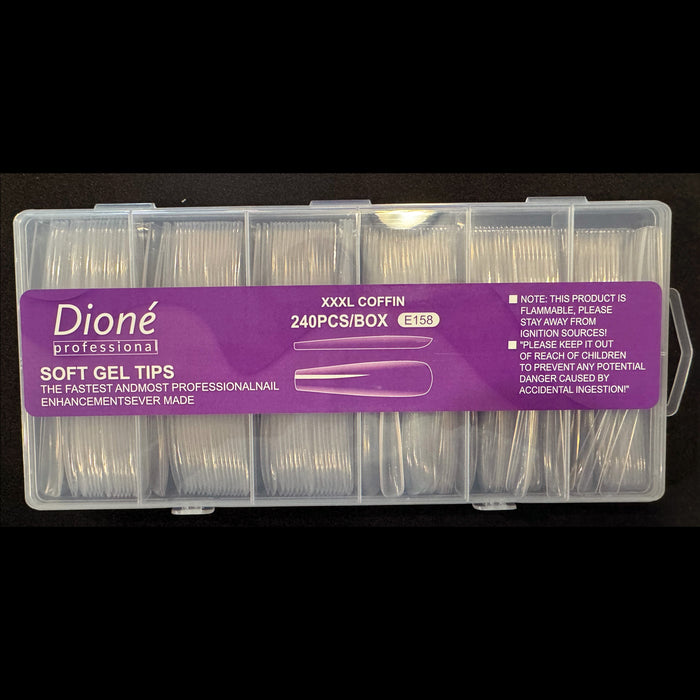 Dioné Professional Soft Gel Tips - XXXL Coffin - E158