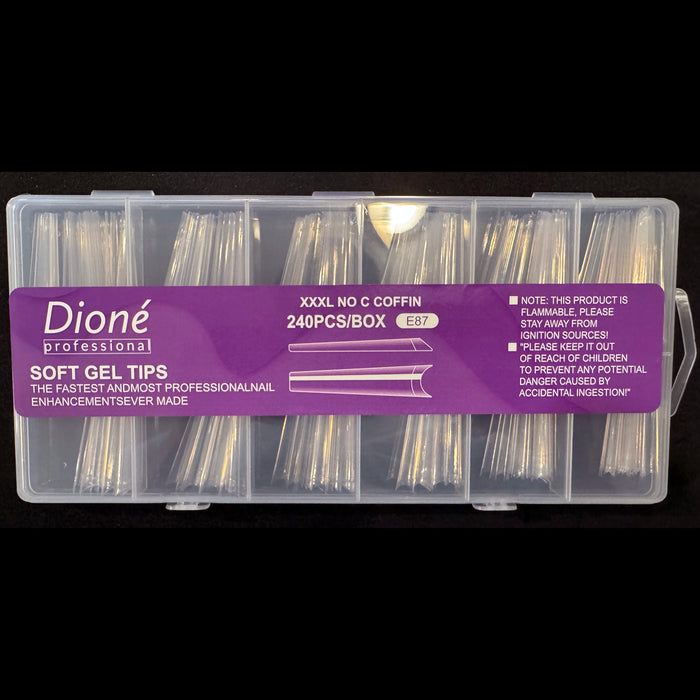 Dioné Professional Soft Gel Tips - XXXL No C Coffin - E87