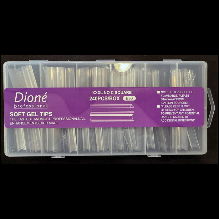 Dioné Professional Soft Gel Tips - XXXL No C Square (E90)