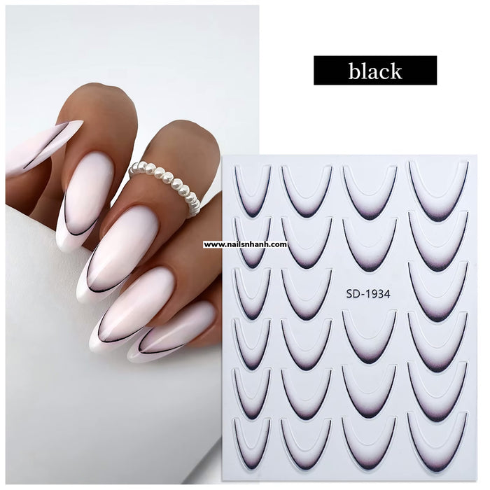 French Styles V Shape Thin Gradient French Nail Art Stickers