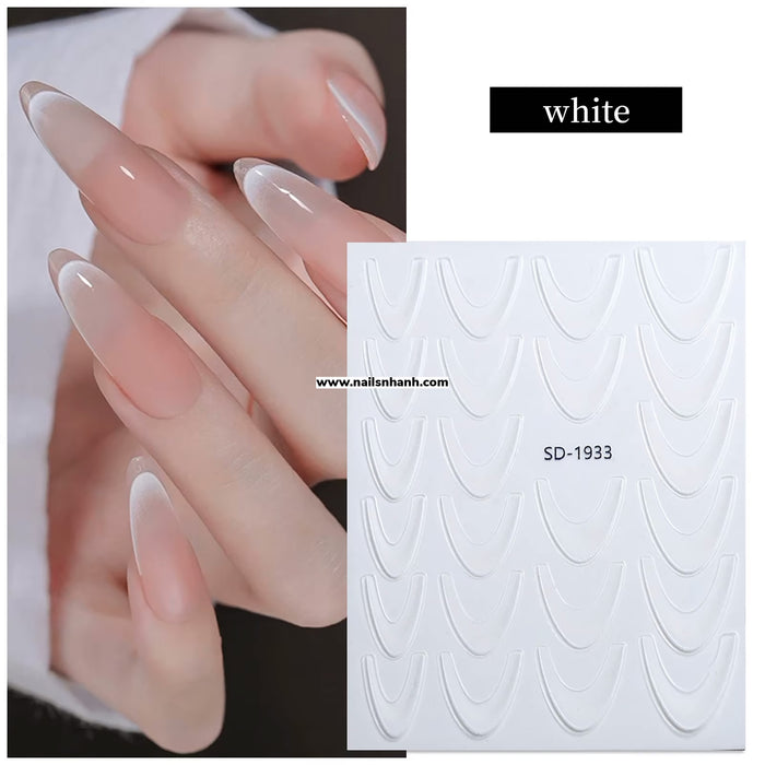 French Styles V Shape Thin Gradient French Nail Art Stickers