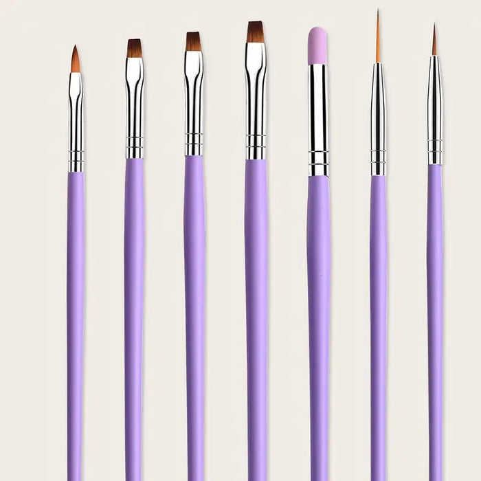 7 Pcs Purple Nail Brushes Set Nail Painting Brushes Nail Art