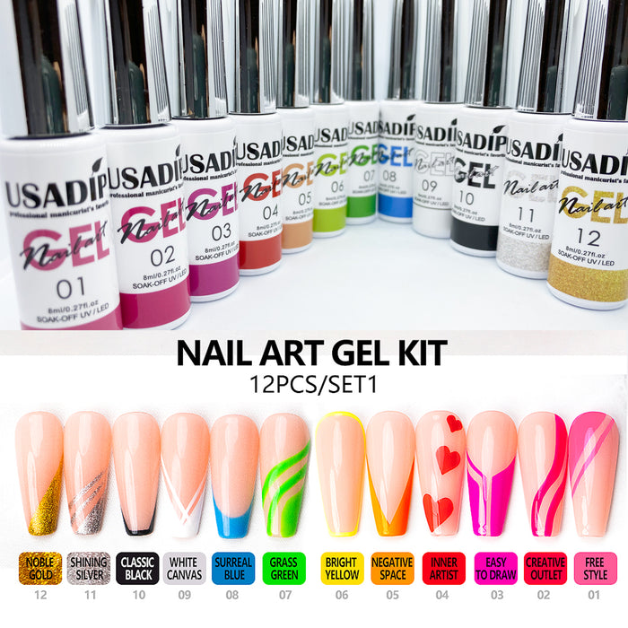 Gel Liner Nail Art (12 Solid Colors)