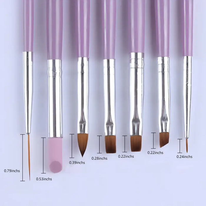 7 Pcs Purple Nail Brushes Set Nail Painting Brushes Nail Art